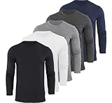 Kit 5 Camisetas Masculinas Manga Longa Algodão Premium 30.1 (BR, Alfa, M, Regular, Sortido)