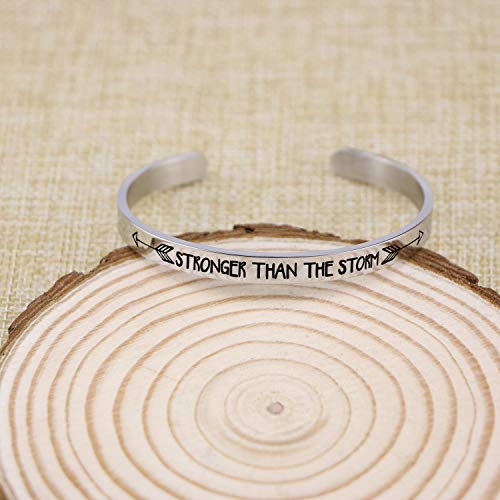 Jvvsci Stronger Than The Storm Cuff Bracelet, Inspirational Motivational Gift For Her, Strength Jewelry2