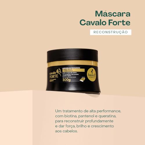 Kit Cronograma Capilar para Cabelos Ressecados Máscara Mandioca Hidratação, Cavalo Forte Reconstruçã