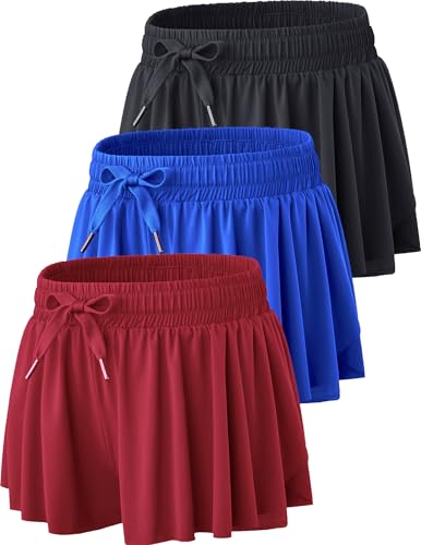 2 In 1 Flowy Running Shorts For Women Gym Athletic Kid Shorts Girl Workout Biker Lounge Sweat Skirt Summer Youth Yoga Shorts