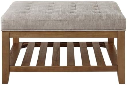 Detail of the solid wood slatted shelf on the 24KF ottoman