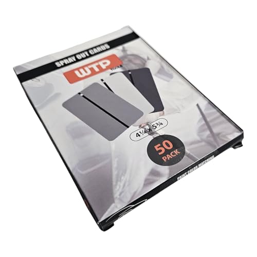 WTP TOOLS Paint Color Matching Spray Cards, 50-Pack, White/Light Gray, Metal Test Panels with Black Strip for Coating Coverage, Sheen, Metallic Flow (White)