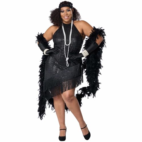 Vestido Flapper de flecos talla 1X para fiestas temáticas del Gran Gatsby