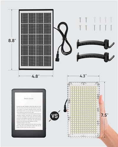 JACKYLED 1000 Lumens 299 LED Solar Lights Outdoor Bright Solar Dusk to Dawn Light with 4000mAh Battery, IP65 Waterproof Outdoor Solar Powered Security Flood Light for Wall Porch Shed Barn thumbnail 3