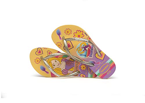 Chinelo Slim Princess, Havaianas, Meninas, Amarelo/Dourado, 29/30
