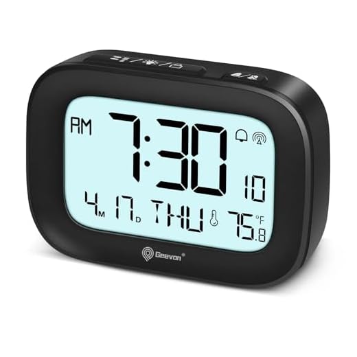 Geevon Small Digital Atomic Alarm Clock for Bedroom, Portable Battery Operated Travel Desk Clock