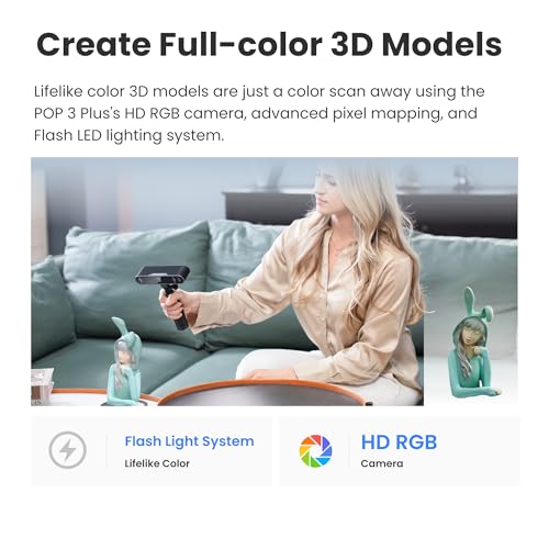 revopoint pop3 plus 3d scanner for 3d printing handheld 3d printer scanner 004mm precision full-color scan for medium object support for androidioswinmacos advanced