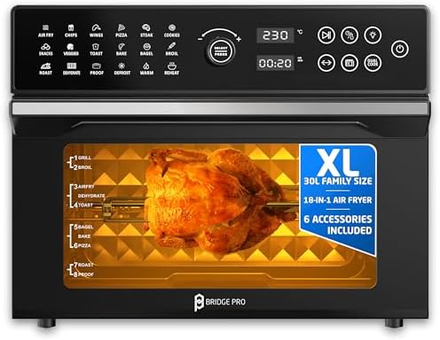 Bridge Pro 30 Litre Air Fryer Oven 1800W with Rotisserie Accessor...
