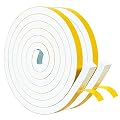 White Foam Insulation Tape 2 Rolls 1/2 Inch Wide X 1/2 Inch Thick, Rubber Weather Stripping Seal, Total 13 Feet Long (2 X 6.5 Ft Each)