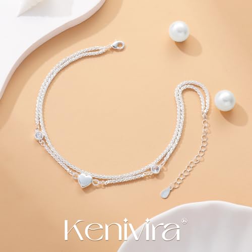 Image of Kenivira Sterling Silver Ankle Bracelets for Women,Gold Dainty Layered Waterproof Anklet for Women, Anklet Set Stackable Beach Gift Adjustable Size
