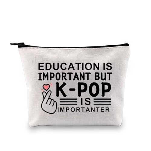 PLITI K-pop Makeup Bag Korean Drama Lover Gift Education is Important But K-pop is Importanter Toiletry Bag for Kpop Fans (Important Kpop bagU)