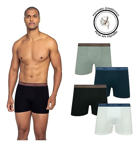 Kit Com 4 Cuecas Boxer Lupo Em Algodão Sortidas (G)