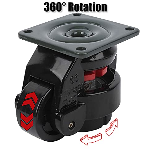 Fafeicy 4-teilige GD-60F Level Adjustment Caster, Nylon Hochleistungs-Industrierollenrad-Niveaurollen, mit 250kg / 551.2lb Einzelne Radlast, für große Maschinenbewegungen, schweißtisch