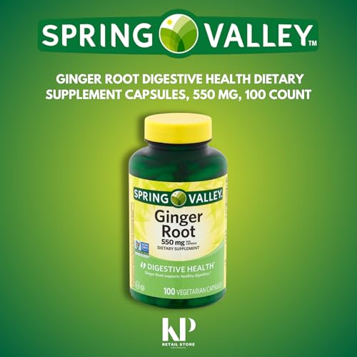KP+ Spring Valley Ginger Root, 550 mg, Ginger Root Dietary Supplement, Ginger Root Capsules, Ginger Root, 100 Count + (KP+Sticker) - Thumbnail 2