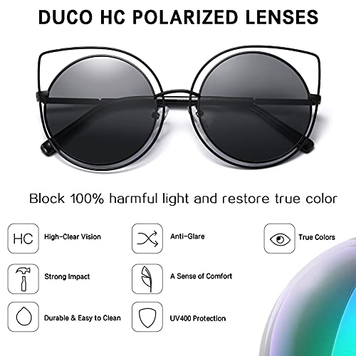 Duco Retro Round Cat Eye Sunglasses For Women Metal Frame Polarized Sun Glasses Uv400 Protection W002 #TOP4