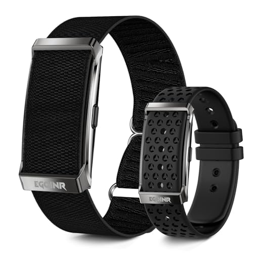 EGQINR Smart Bracelet for Men Women 9mm Ultra-Thin Fitness Tracker with 24/7 Heart Rate SpO2 Blood Pressure & Sleep Monitor 170+ Sports Modes Vibration Alerts Dual Straps (Silicone & Nylon)