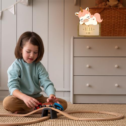 WONDEE Personalisierte Geschenke Baby, Nachtlicht Baby Einhorn, Geschenke zur Geburt, Taufgeschenke für Mädchen und Jungen Personalisierte - Nachttischlampe kinder, baby geschenk personalisiert