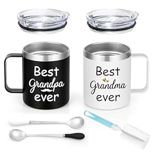 Qtencas grandparents christmas gifts best grandma ever and best grandpa ever stainless steel coffee mug set christmas gifts for grandma and grandpa grandparents inlaws anniversary12oz whiteblack  urban country home decor