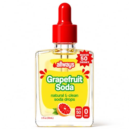 Image of Allways Drops Grapefruit Soda Water Enhancer | Sugar Free | 50 Servings | Natural Flavors • Monk Fruit Sweetened • Dye Free • No Artificial Sweeteners • Zero Calories • Gluten Free • Glass Bottle
