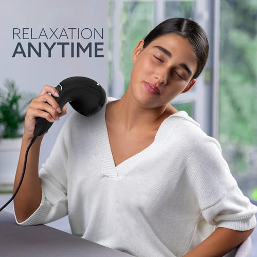 Image of AGARO Atom Plus Electric Handheld Full Body Massager, 4 Massage Heads, Mesh Cover, Variable Speed Settings for Muscle Relief and Relaxation, Back, Leg & Foot (Black)