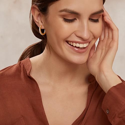 Gacimy Hoop Earrings for Women 14k Gold Plated, Cubic Zirconia Hoop Earrings with Sterling Silver Post3