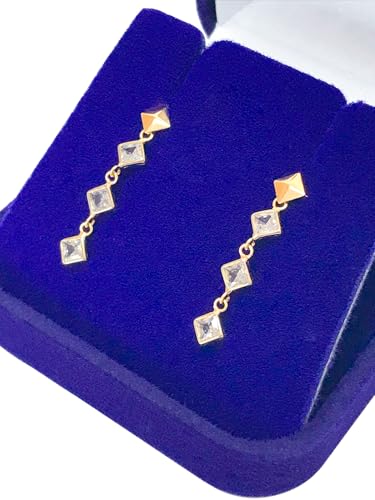Brinco Losango Ouro 18k 750 C/Zirc. Penduradas Acompanha Estojo e Certificado