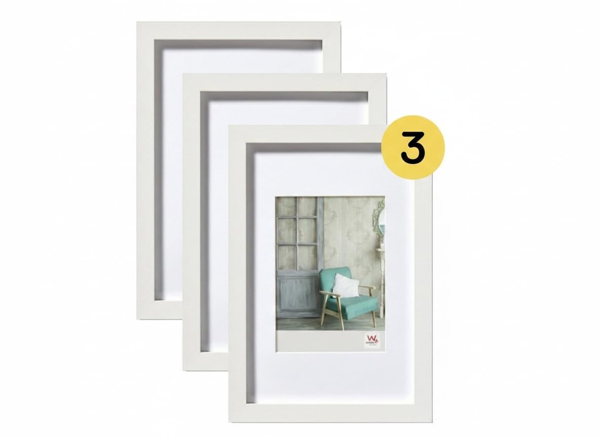 walther design Bilderrahmen weiss, 20x30 cm 3er Pack Stockholm Holzrahmen EA030W3