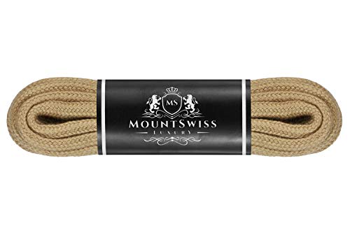 Mount Swiss Luxury Schnürsenkel rund ø 3-4 mm I 1 Paar reißfeste Premium Schuhbänder aus 100% Baumwolle ideal für Sneaker Sportschuhe Freizeitschuhe Lederschuhe Farbe: camel, Länge 120cm