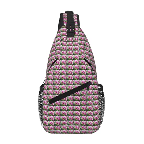Sac à dos croisé léger et ergonomique imprimé orchidée pour marche et ville