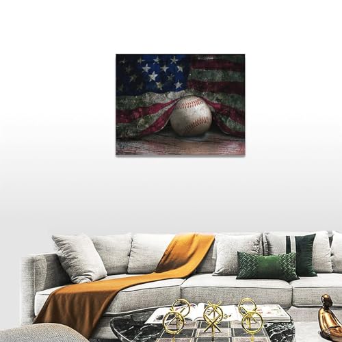 Dollffey Baseball Canvas Wall Art American Flag Pictures For Wall Boys Room Decor Inspirational Baseball Sports Poster Painting Print For Men Bedroom Living Room Office 16 Inchx12 Inch thumb #4