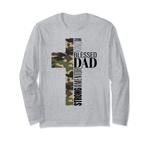 Christian Fathers Day Religious Men Camo Cross Benedetto Papà Maglia a Manica