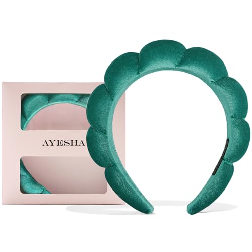 Ayesha Soft Velvet Headband for Women and Girls, Wrap Hairband for Washing Face, Shower, Makeup, Skincare, 1 Count (Pack of 1), Green