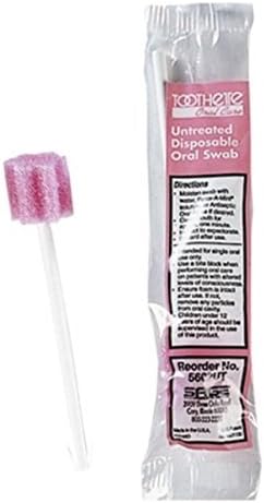 Toothette Oral Swabstick, Unflavored, Pink, Untreated, Foam Tip, 5602UT - Pack of 250 by Sage