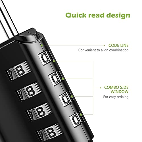 Keekit Combination Lock, 4 Digit Combination Padlock With Keys, Resettable Waterproof Gate Lock For Locker, Gym, Fence, Case, School & Employee Locker, Toolbox – 2 Pack, Black #TOP2