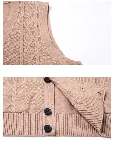 Men's Argyle Sweater Vest Autumn Winter Waistcoat Office Sleeveless Knitwear Male V-Neck Buttons Knit Vest3