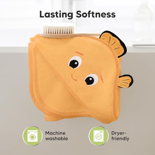Image of KeaBabies Hooded Baby Towel for Newborn, Baby Bath Towels(Clownfish, 35x35) | Viscose Derived from Bamboo, Large Baby Towels with Hood, Boys, Girls, Toddler, Soft Absorbent Baby Bath Essentials