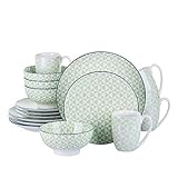 Tamaño: - 4x Tazas de café Ø 4 X H 10.5 cm, 300 ML, 330 g. 4x platos de postre Ø 21.5 X H 2.5cm.4x Placas Ø 27 X H 2,5 cm. 4x cuecos 15.2x15.2x7.3cm, 420ml