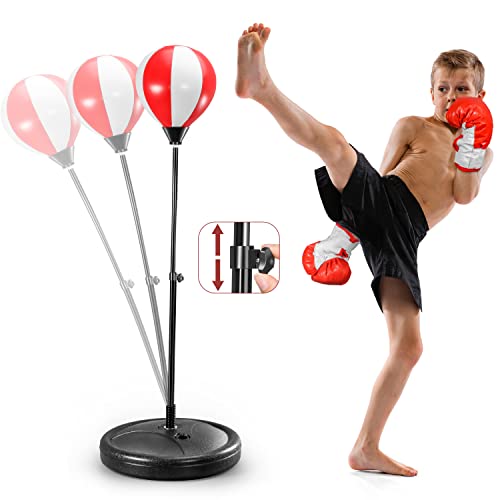 Bellochiddo Punching Bag for Kids - Boxing Set Include Boxing Gloves, Kids Punching Bag for 3-8 Years with Height Adjustable Stand, Reflex Bag Boxing Toys for Kids | Gifts for Boys and Girls