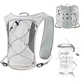 Running Vest Women Men,ight Reflective Hydration Vest Pack with 1500ml Soft Water Bottle,Adjustable Hydration Vest For Hiking Trail Cycling Marathon (Gray, One Size)