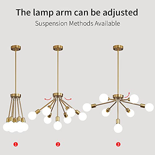 Gednbo 7-Light Sputnik Chandeliers Modern Pendant Lighting Deformable Gold Mid Century Ceiling Hanging Light Fixture For Bedroom Dining Room Kitchen Living Room Farmhouse… #TOP4