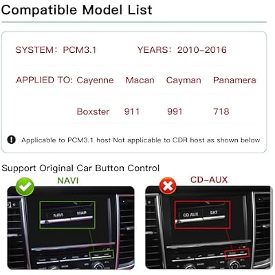 Wireless Carplay/Android Auto Module Compatible PCM3.1 System for Porsche Panamera/Cayenne/Macan/Cayman/Boxster 911/718, Support Mirrorlink and OEM Car Functions