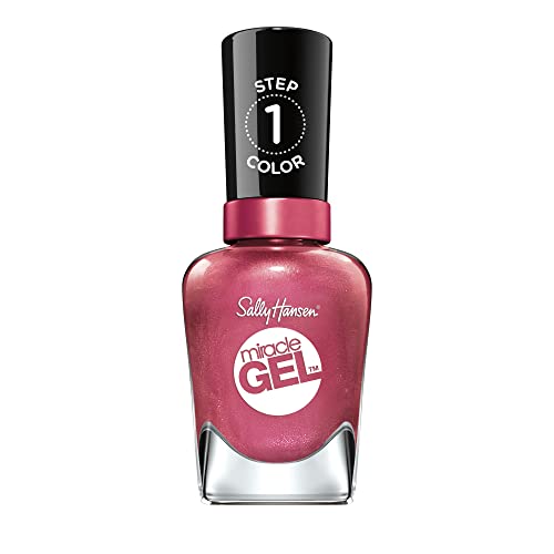 Sally Hansen Miracle Gel Salon Quality Nail Polish | Gel-Like Formula, Two-Step System, No UV Light Needed, Long Lasting | Opaque, Shimmer | 242 Saturn It Up! | Muave Pink Nail Color