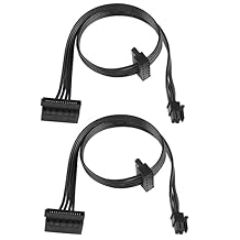 كابل موزع الطاقة SATA بزاوية قائمة 15 سنًا من YACSEJAO للوحة الأم ATX Mini 4-Pin to 2X، مناسب لمحركات الأقراص الصلبة SSSDOptical، كابل الطاقة Sata 45 سم، عبوة من قطعتين