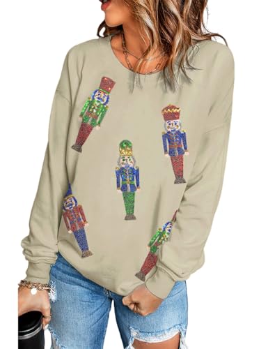 Ecosunny Women's Casual Holiday Mardi Gras Sweatshirt Print Round Neck Long Sleeve Pullover Tops, Mardi Gras-y-khaki, M Ecosunny Women's Casual Holiday Mardi Gras Sweatshirt Print Round Neck Long Sleeve Pullover Tops, Mardi Gras-y-khaki, M
