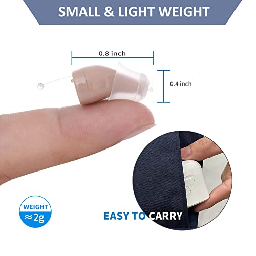 Meling Rechargeable Hearing Amplifier Wireless Invisible Hearing Aid For Adults Seniors, C600 Noise Cancelling Personal Hearing Aid,With Magnetic Contact Charging Box,Pair #TOP2