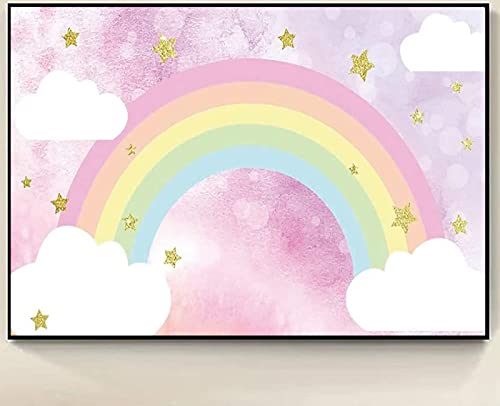 Diy Diamond Painting Full Round Drill Kits For Adults Rainbow Cloud Glitter Stars Pastel Rainbow Sweetss Cake Dessert Table For Wall Decor 12X16 Inch #TOP1