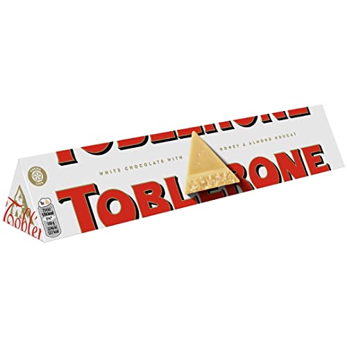 Toblerone Chocolate Blanco Suizo con Miel y Turrón de Almendras - Barra grande 360 g, Antiguo formato