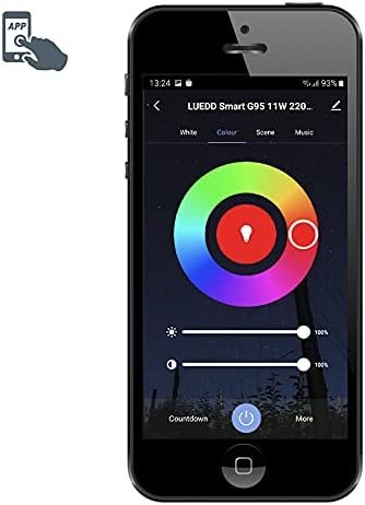 Smartphone app screenshot showing white light control with brightness and color temperature sliders