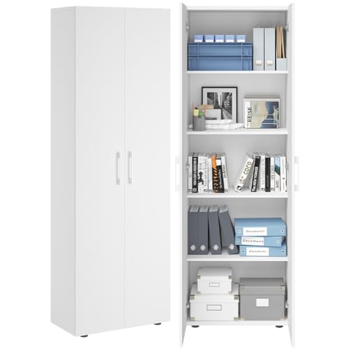 Bellamio Apol Aktenschrank Weiß – Mehrzweckschrank 60 cm breit – Hochschrank aus Holz – Aufbewahrungsschrank mit Doppeltüren & 5 Fächern – Büroschrank, Flurschrank, Allzweckschrank, Schuhschrank hoch Bellamio Apol Aktenschrank Weiß – Mehrzweckschrank 60 cm breit – Hochschrank aus Holz – Aufbewahrungsschrank mit Doppeltüren & 5 Fächern – Büroschrank, Flurschrank, Allzweckschrank, Schuhschrank hoch