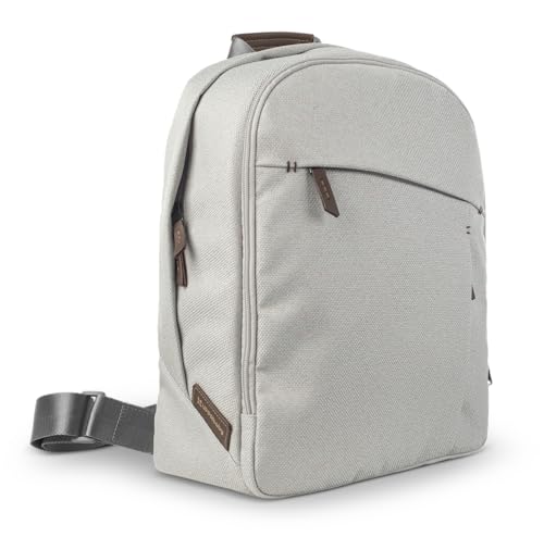 UPPAbaby Changing Backpack/Multiple Storage Compartments/Stroller Strap Attachment/Bottle Insulator and Changing Pad Included/Savannah (Pearl Gray Jacquard/Chestnut Leather)
